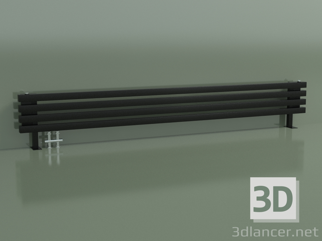 modello 3D Radiatore orizzontale RETTA (4 sezioni 2000 mm 40x40, nero lucido) - anteprima