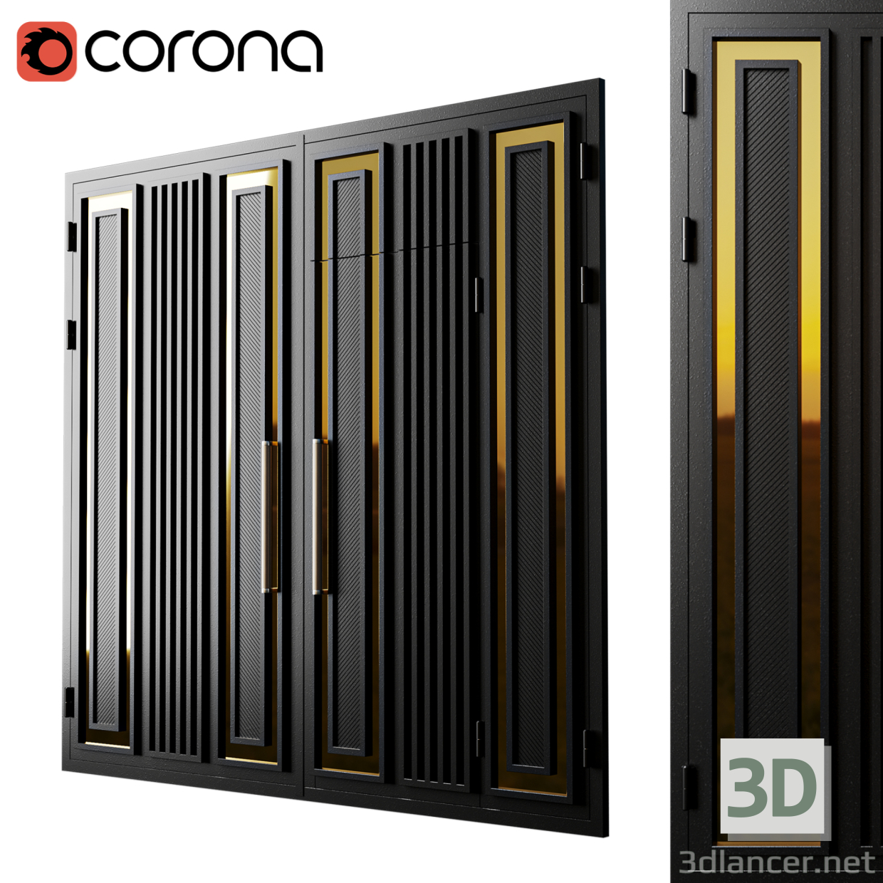 Puerta negra loft premium 3D modelo Compro - render