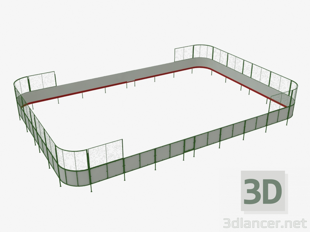 3D modeli Hokey sahası (kontrplak, gol 21x14 arkasındaki net) - önizleme