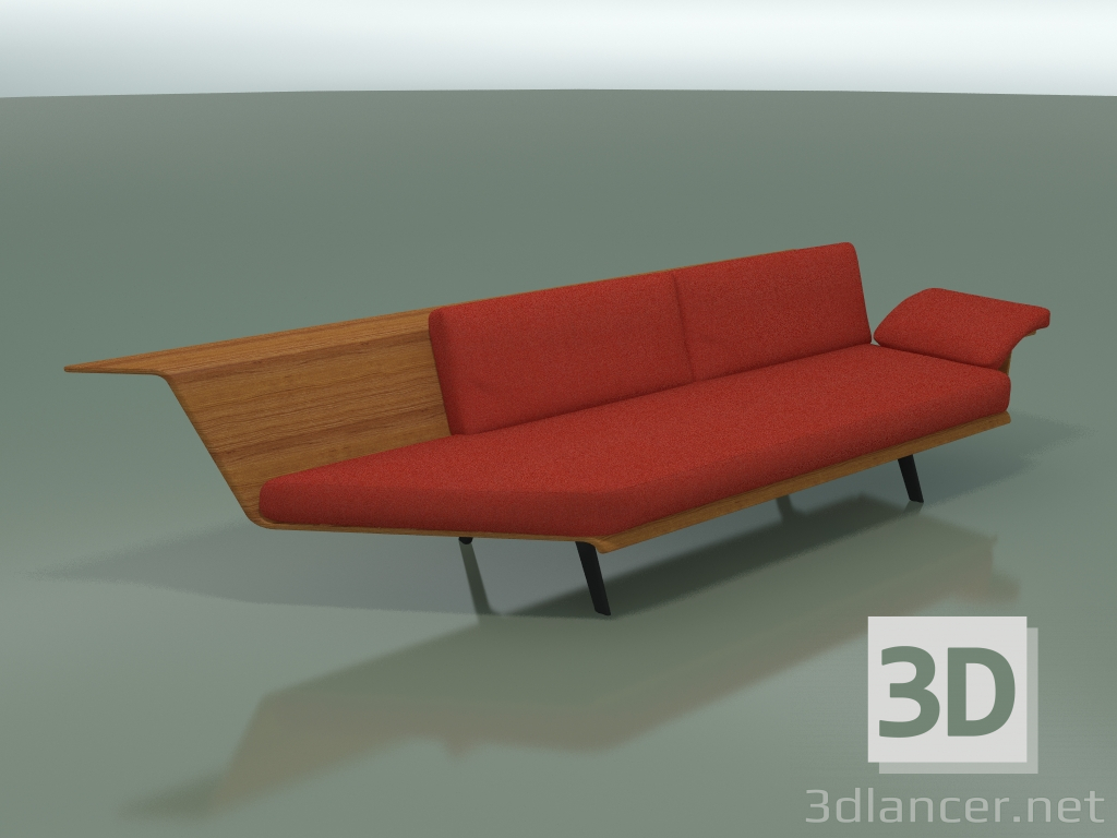 modello 3D Modulo angolare doppio Lounge 4407 (90 ° a destra, effetto Teak) - anteprima