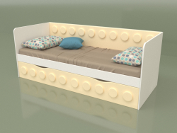 Sofá cama para adolescentes con 1 cajón (Crema)