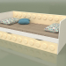 3d model Sofá cama para adolescentes con 1 cajón (Crema) - vista previa