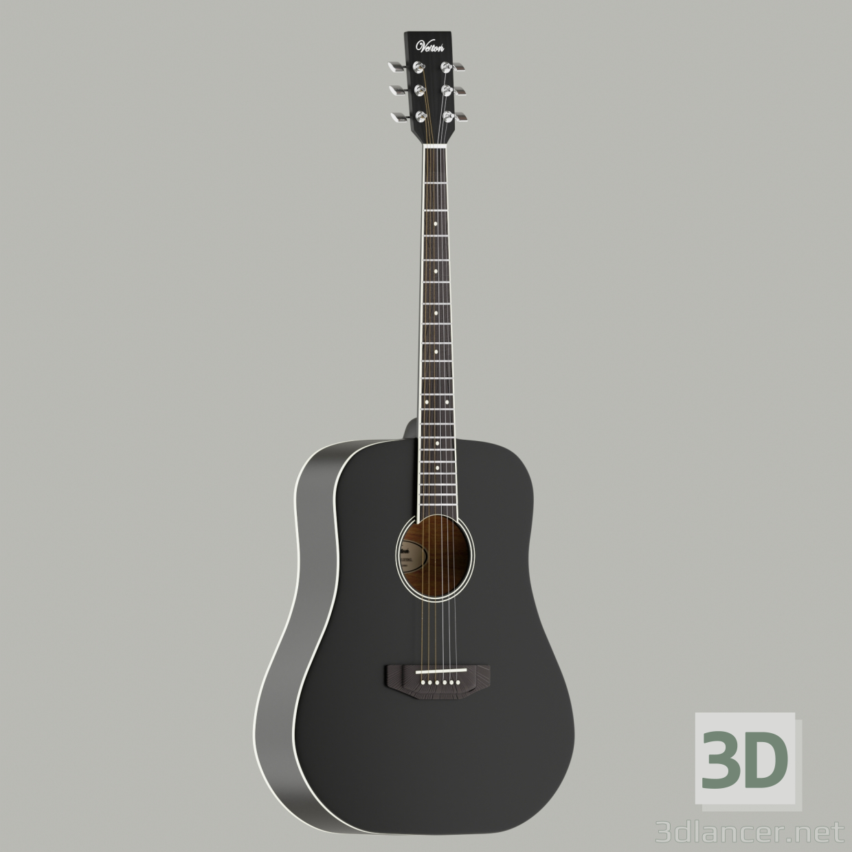 3 डी मॉडल ध्वनिक गिटार - पूर्वावलोकन