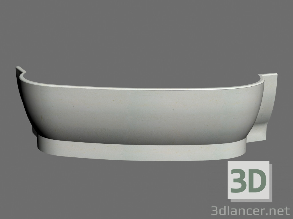 3D Modell Panel für asymmetrische Badewannen LoveStory R - Vorschau