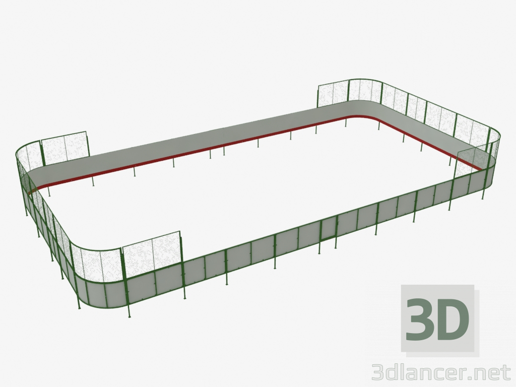 3D Modell Hockeyplatz (Sperrholz, Netz hinter Tor 23x12) (7931) - Vorschau