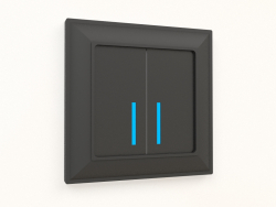 Arkadan aydınlatmalı iki çeteli dokunmatik anahtar (mat siyah)