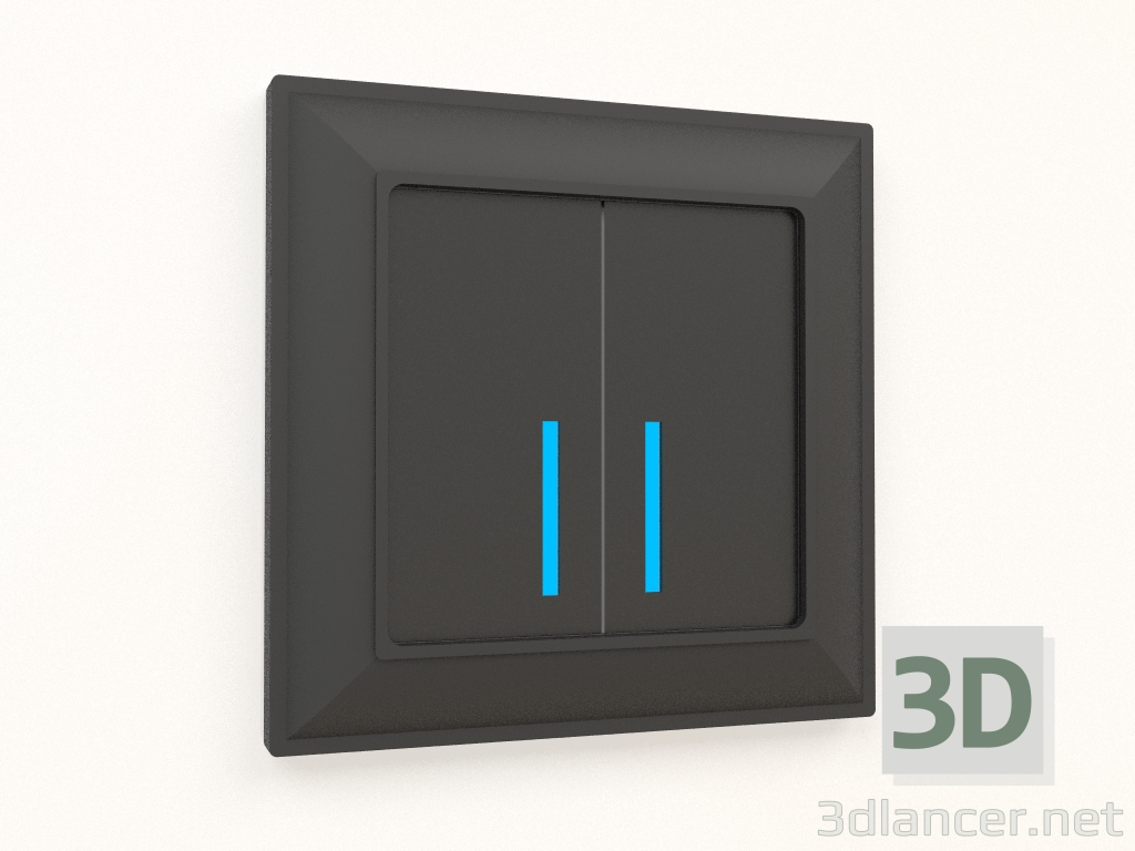 3D modeli Arkadan aydınlatmalı iki çeteli dokunmatik anahtar (mat siyah) - önizleme