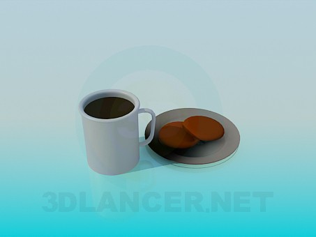 Modelo 3d Chá com biscoitos - preview