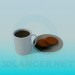 3d model Tea with cookies - preview