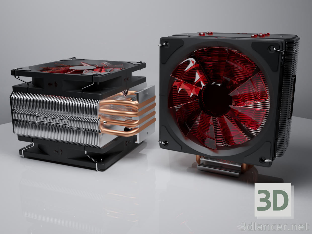 3d CPU cooling 3 - CPU cooling model buy - render