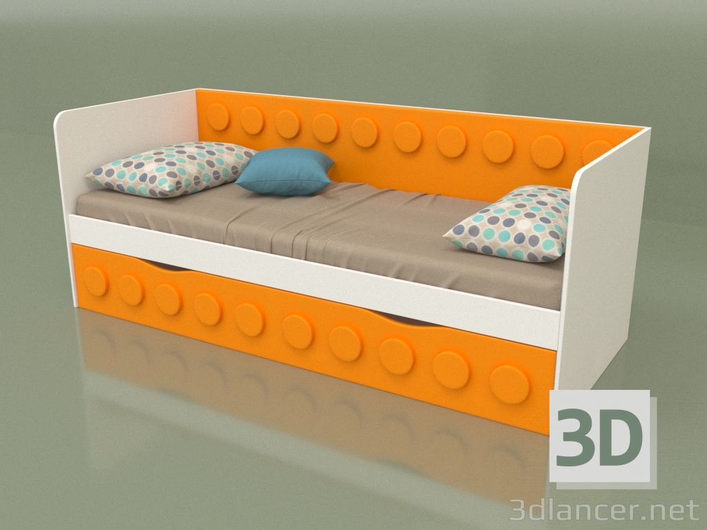 modello 3D Divano letto per adolescenti con 1 cassetto (Mango) - anteprima