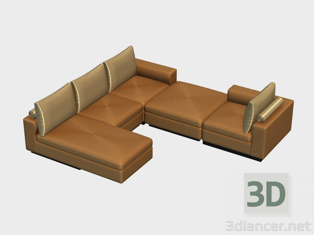 modello 3D divano ad angolo modulare Apollo - anteprima