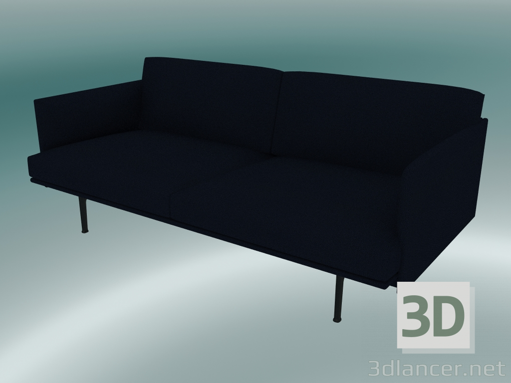 modello 3D Contorno divano doppio (Vidar 554, Nero) - anteprima