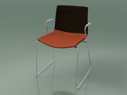 Stuhl 0454 (auf einer Rutsche mit Armlehnen, mit einem Kissen auf dem Sitz, wenge)