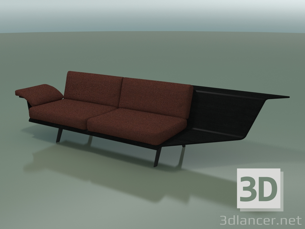 3D Modell Modul eckige Doppel Lounge 4408 (90 ° links, schwarz) - Vorschau