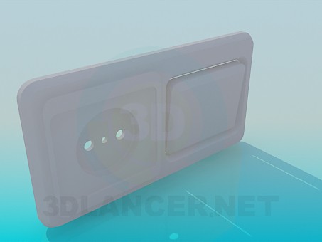 modèle 3D Prise avec interrupteur - preview