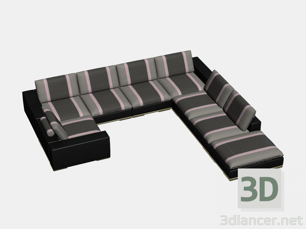 3d model sofá de la esquina modular de Harvard - vista previa