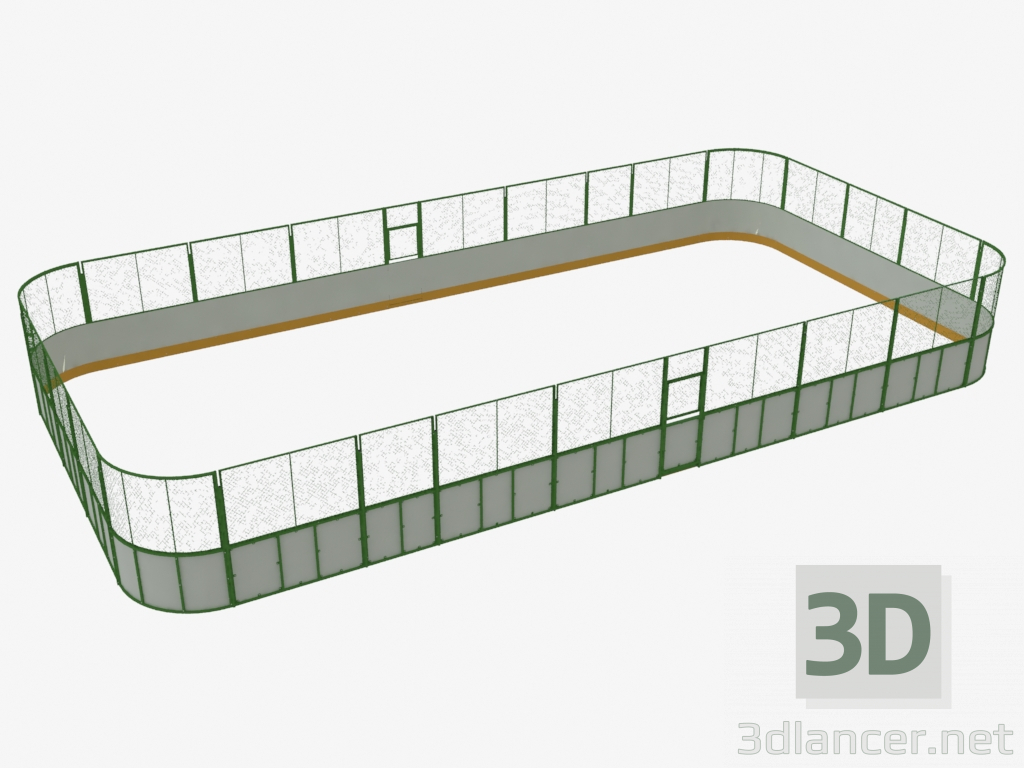 3d модель Хоккейный корт (пластик, сетка по периметру 20х10) (7932) – превью