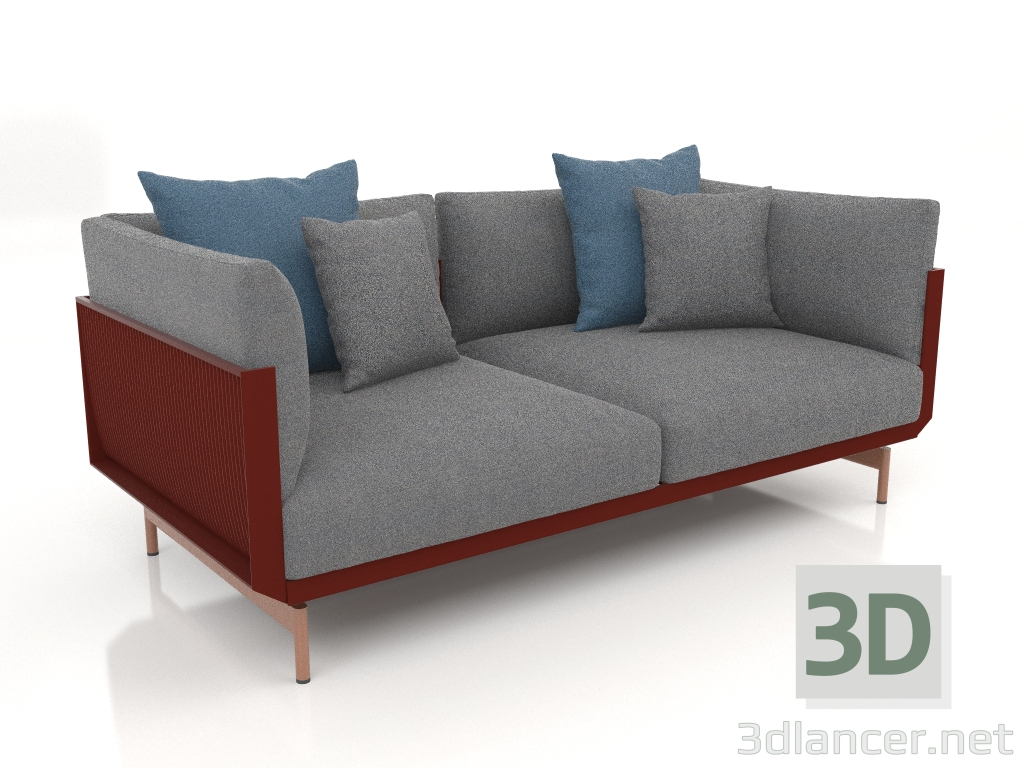 3 डी मॉडल डबल सोफा (वाइन रेड) - पूर्वावलोकन