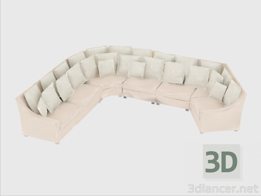 modello 3D Cuori d'angolo divano componibile - anteprima