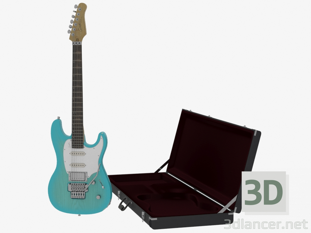 3d model Sesión de guitarra con estuche - vista previa