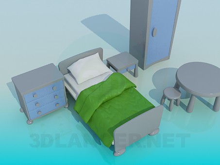 3d model Los muebles en el vivero - vista previa