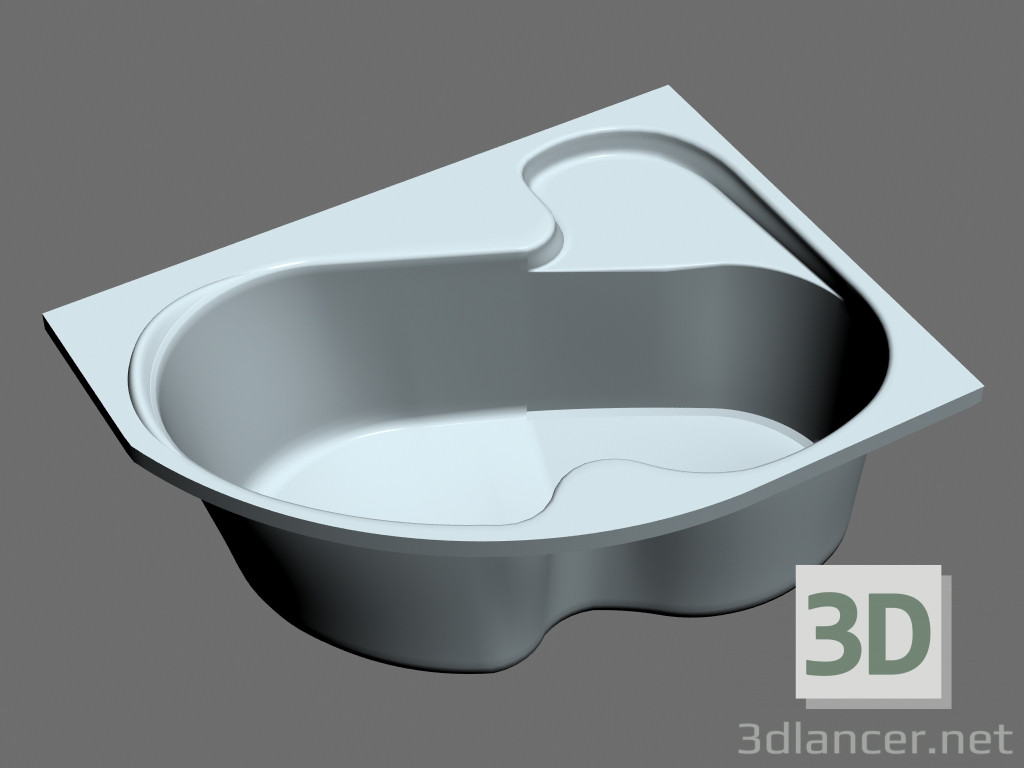 3D Modell Asymmetrische Badewanne Rosa ich 140 R - Vorschau