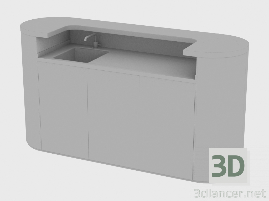 3D Modell Bartheke ALEXANDER BAR GLATT (200x60xH108) - Vorschau