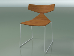 Stapelbarer Stuhl 3702 (auf einem Schlitten, Teak-Effekt, V12)