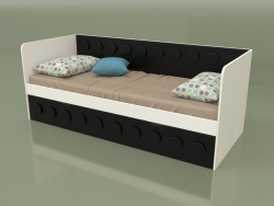 Sofá cama para adolescentes con 1 cajón (Negro)