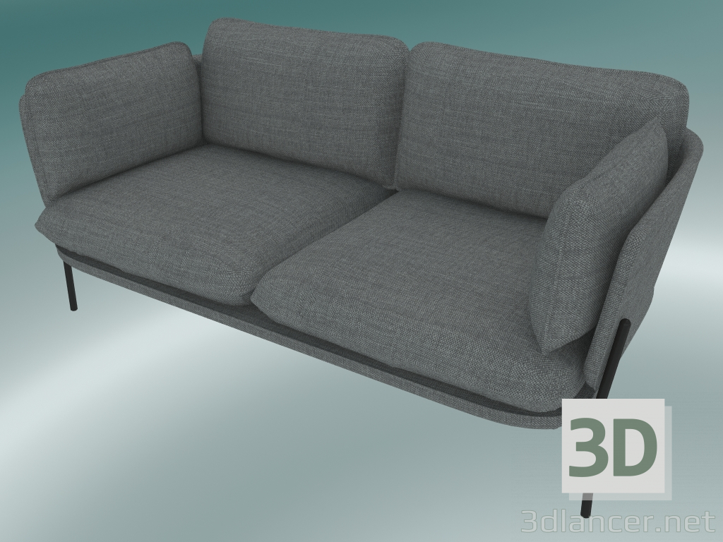 modèle 3D Sofa Sofa (LN2, 84x168 H 75cm, Pieds noirs chauds, Hot Madison 724) - preview