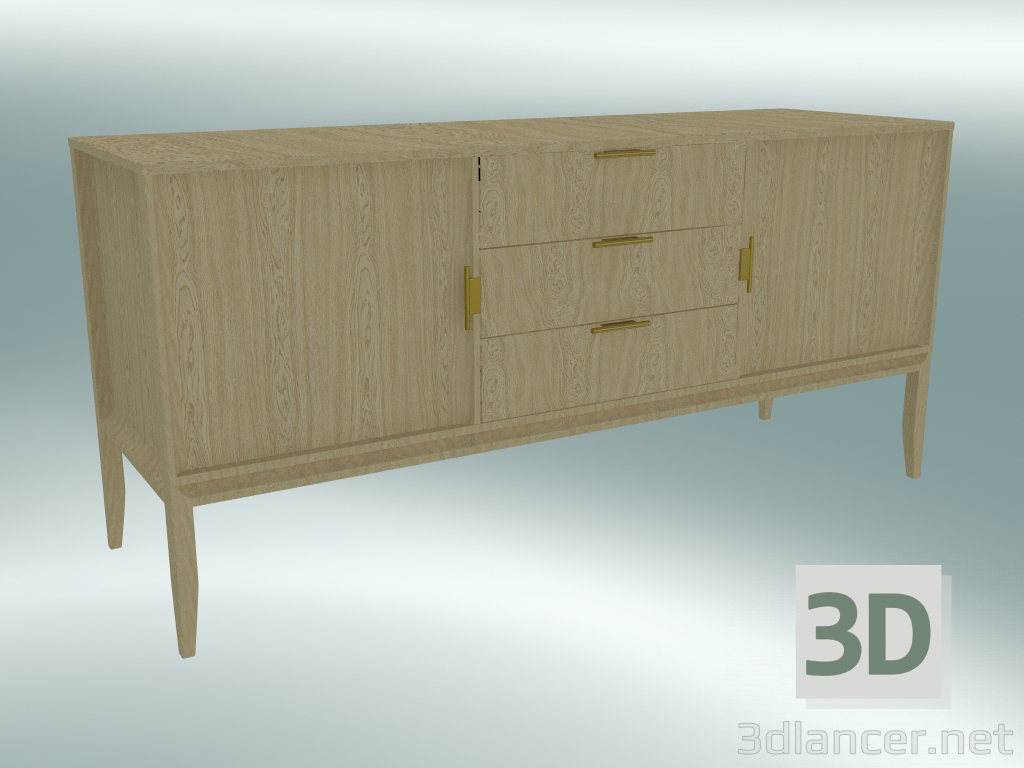3d model Dresser with 2 facades and 3 drawers (Light Oak) - preview