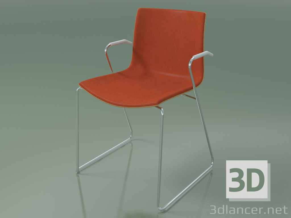Modelo 3d Cadeira 0327 (sobre trilhos com braços, guarnição frontal, carvalho natural) - preview