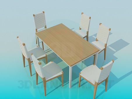 3d model Mesa de comedor con sillas - vista previa