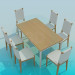 Modelo 3d Mesa de jantar com cadeiras - preview