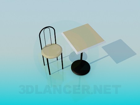 Modelo 3d Mesa de chá com cadeira - preview