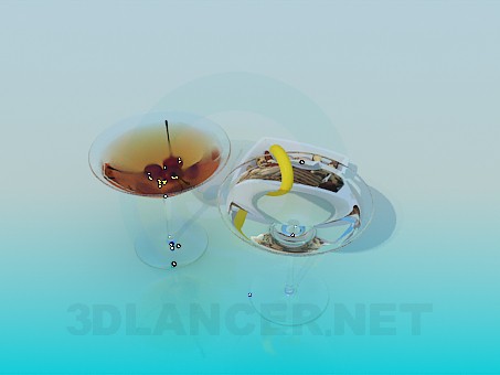 modèle 3D Deux cocktails et noix - preview