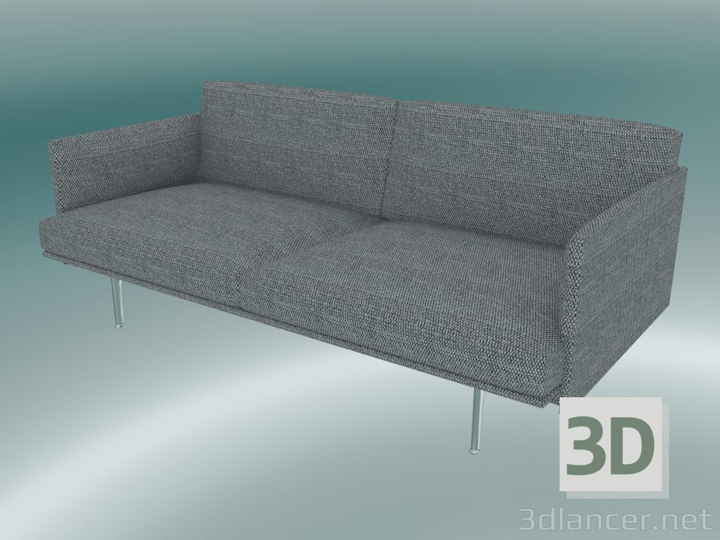 modèle 3D Canapé double Outline (Vancouver 14, aluminium poli) - preview