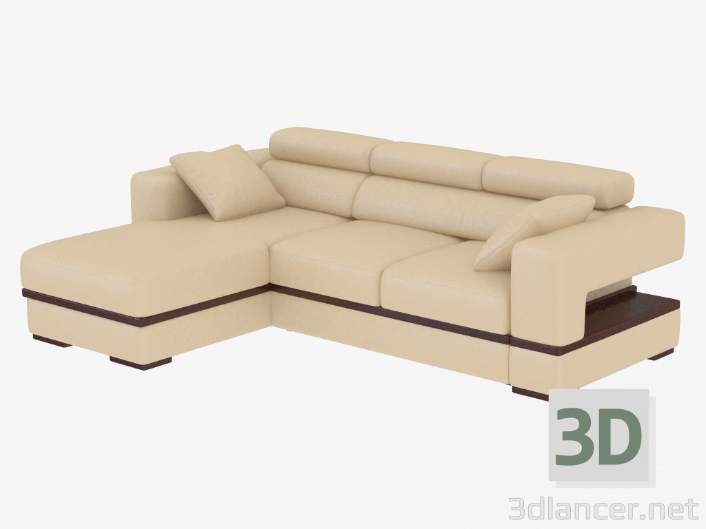 modello 3D Divano ad angolo con letto - anteprima