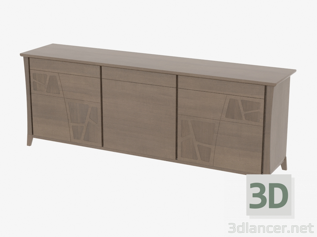 3D Modell Buffet 3 Türen 3 Schubladen auf gekrümmten Beinen CR3MOLC - Vorschau