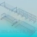 3d model Metal shelf with hooks in the kitchen - preview
