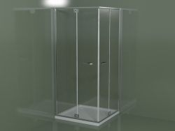 Mampara de ducha RA + RA sin marco con puerta batiente para platos de ducha de esquina