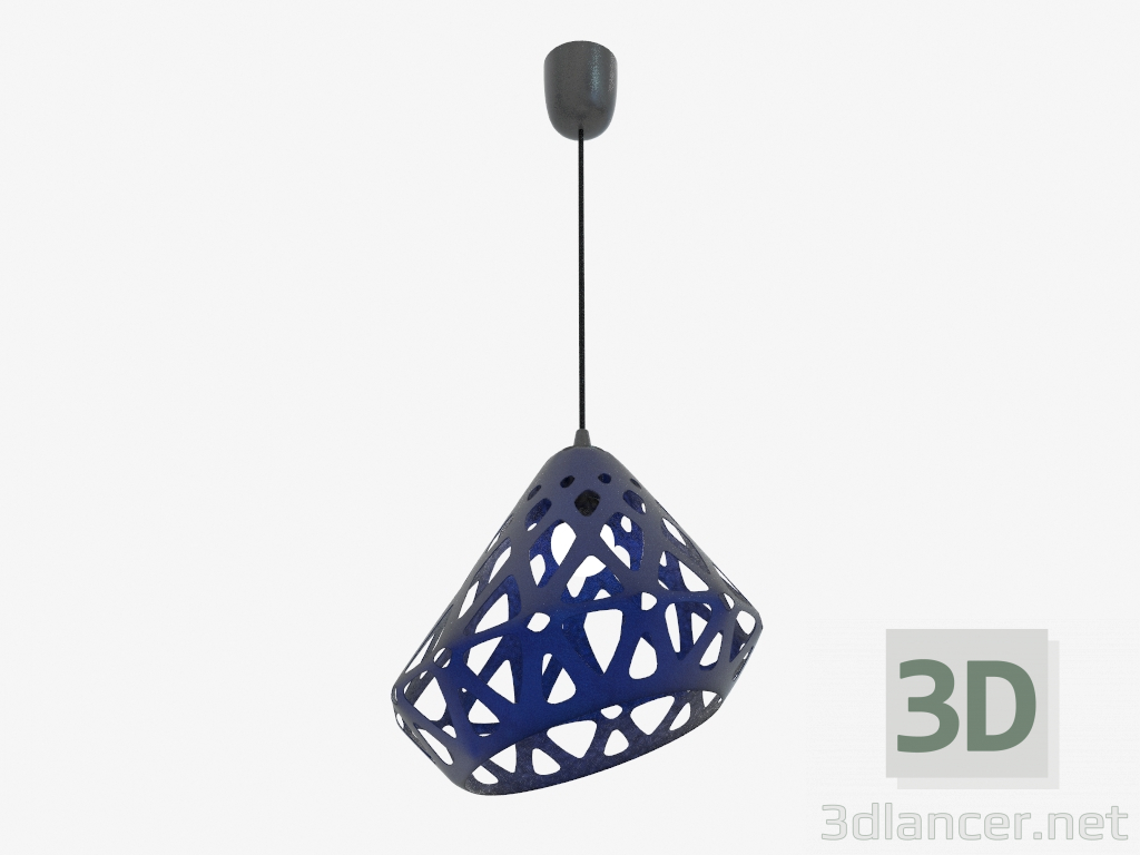 modèle 3D Lampe pendante (bleu drk fil noir foncé) - preview