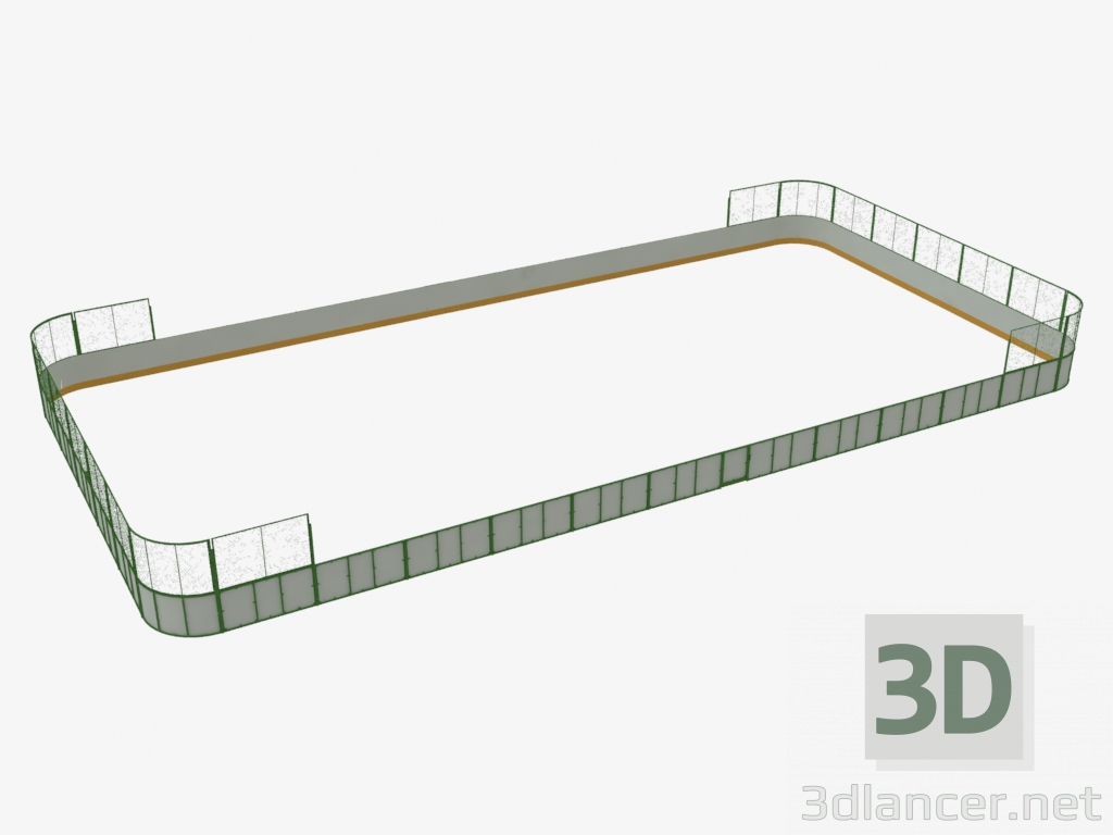 3D Modell Hockeyplatz (Plastik, Netz hinter Tor 31x15) (7933) - Vorschau
