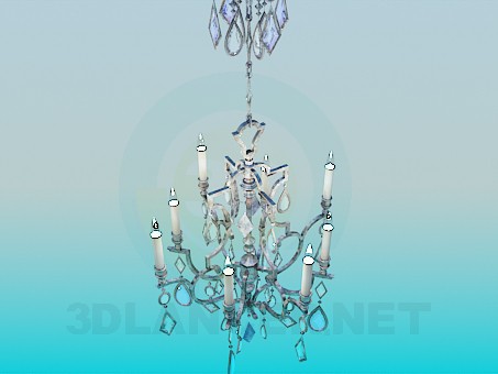 modello 3D Lampadario decorato con cristalli - anteprima