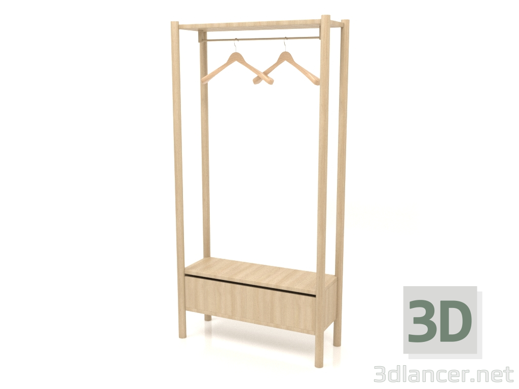 3d model Percha en el pasillo con armario (800x300x1600, blanco madera) - vista previa