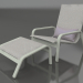 modèle 3D Chaise longue avec dossier haut et pouf (Gris ciment) - preview