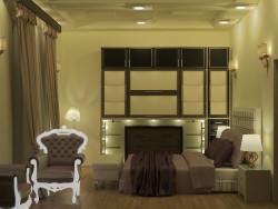 Dormitorio Escena Interior con muebles de estilo completa Oriente Medio