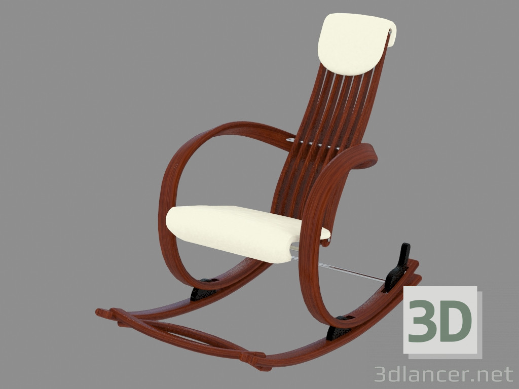 modèle 3D Chaise à bascule avec revêtement en cuir - preview