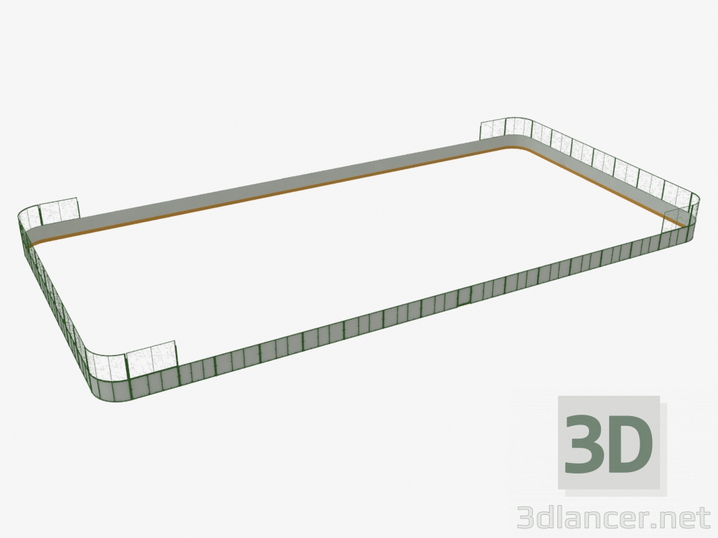 3d модель Хоккейный корт (пластик, сетка за воротами 40х20) (7933) – превью